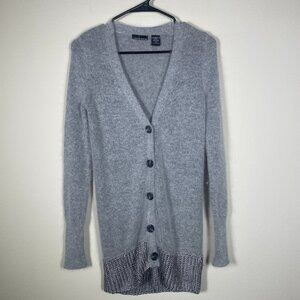 Moda International Women's Cardigan Sweater S Wool Rabbit Hair Gray Cozy!